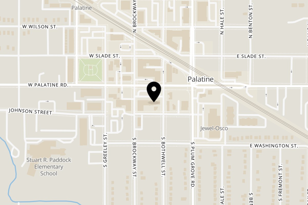 Map showing the location of Bendita Cocina Argentinean Restaurant on 16 S Bothwell St in Palatine